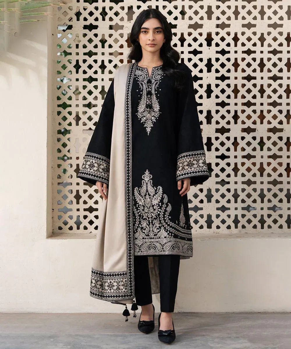 Black Embroidered Lawn 3Pcs Kurta Set